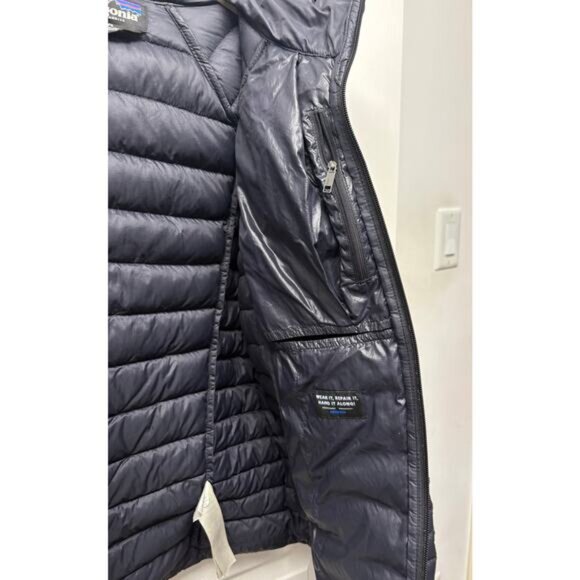 Patagonia Black Puffer Coat Hood Down Full Zip Women's S READ Netplus Shell - Picture 8 of 11
